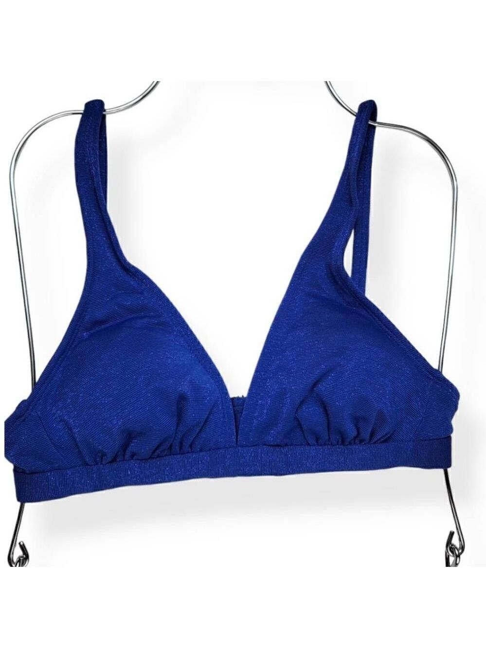 Xhilaration  Glittered Blue Triangle Bikini Top Small Jrs.
